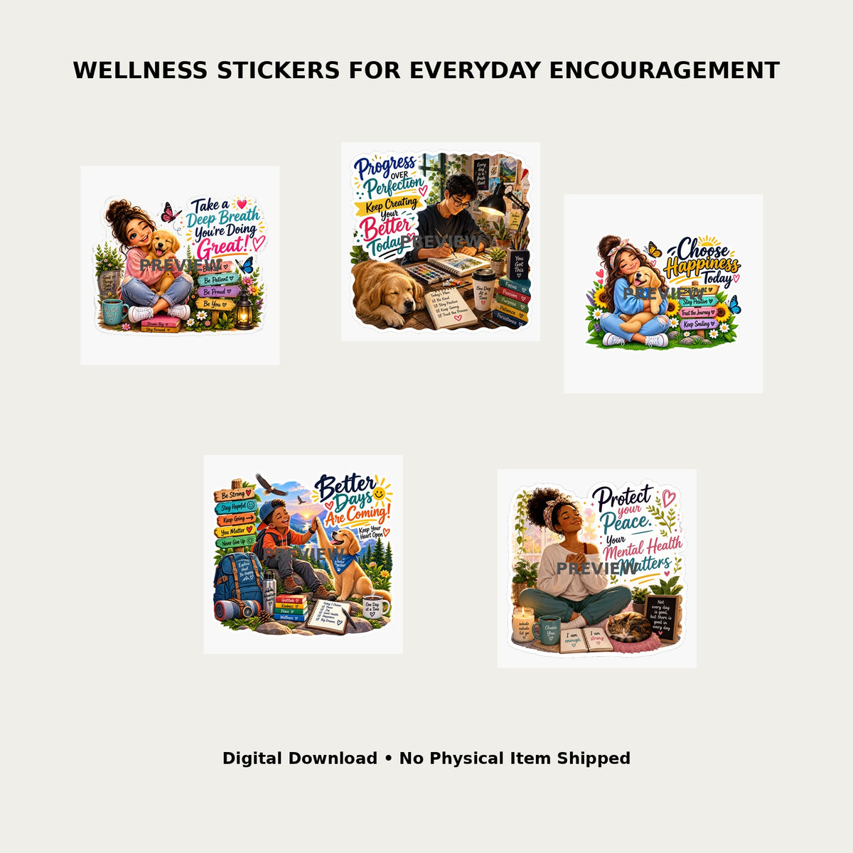 Wellness Stickers Pack 1 – lifestyle mockup