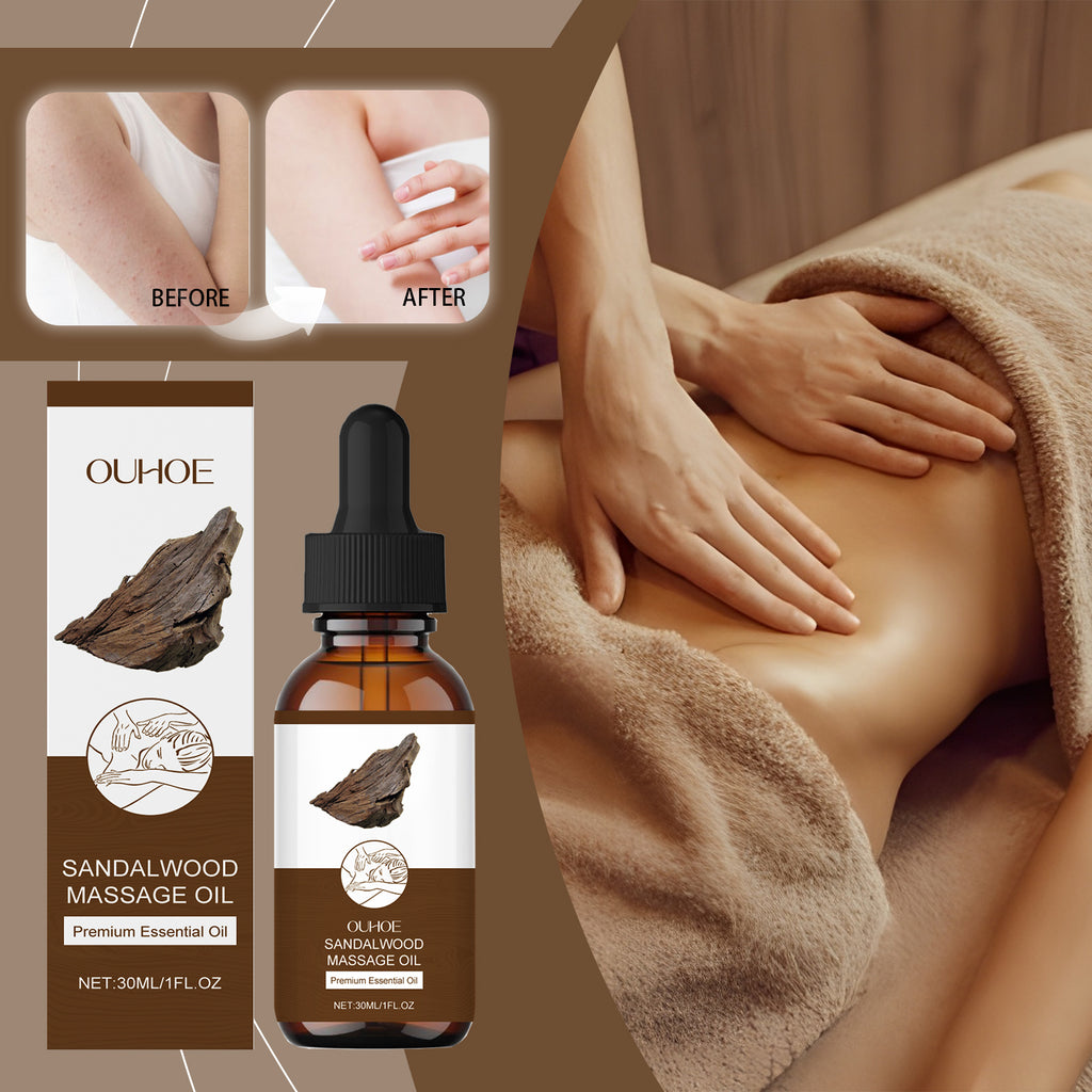 Huile de massage au bois de santal SilkSoothe pour une peau douce, hydratée et éclatante