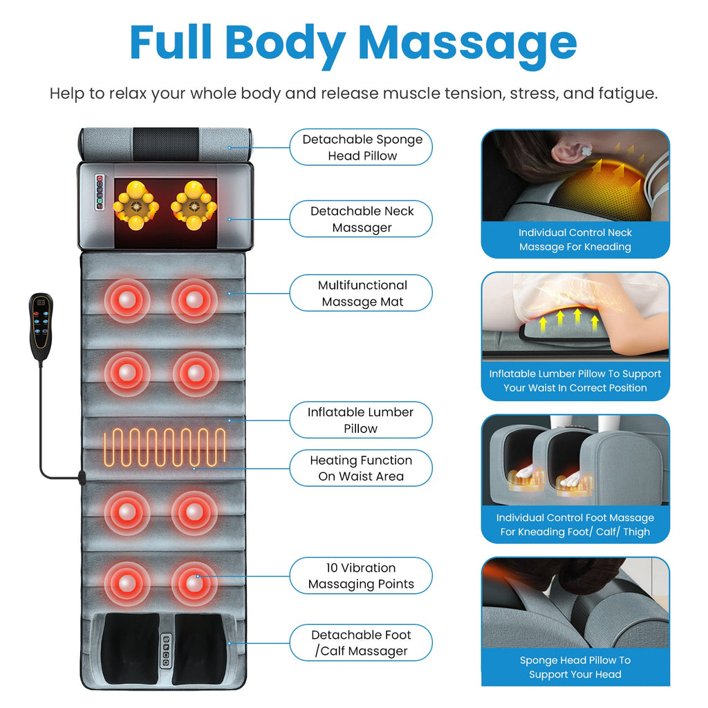 Esterilla de masaje eléctrica FullBody Relax para una comodidad total del cuerpo.