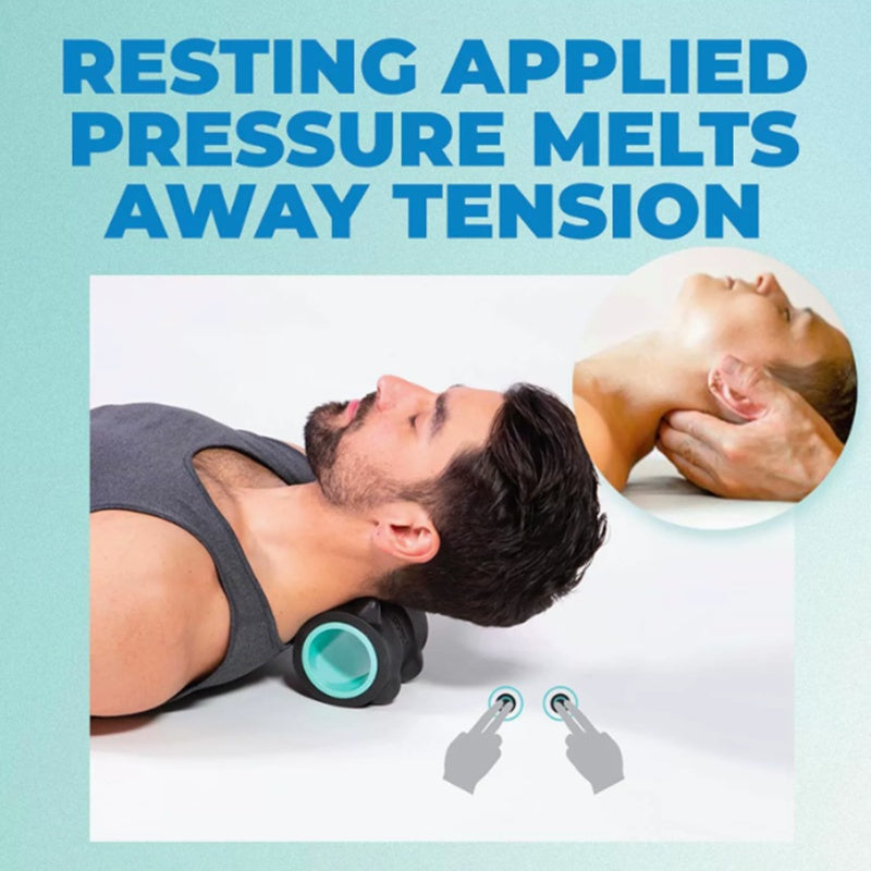 Masajeador con terapia de presión en el pulgar para alivio instantáneo del dolor de cuello y cabeza.