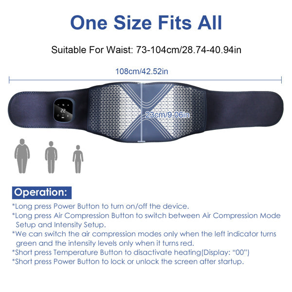 Masajeador lumbar inalámbrico WarmRelief para aliviar el dolor y promover la relajación.