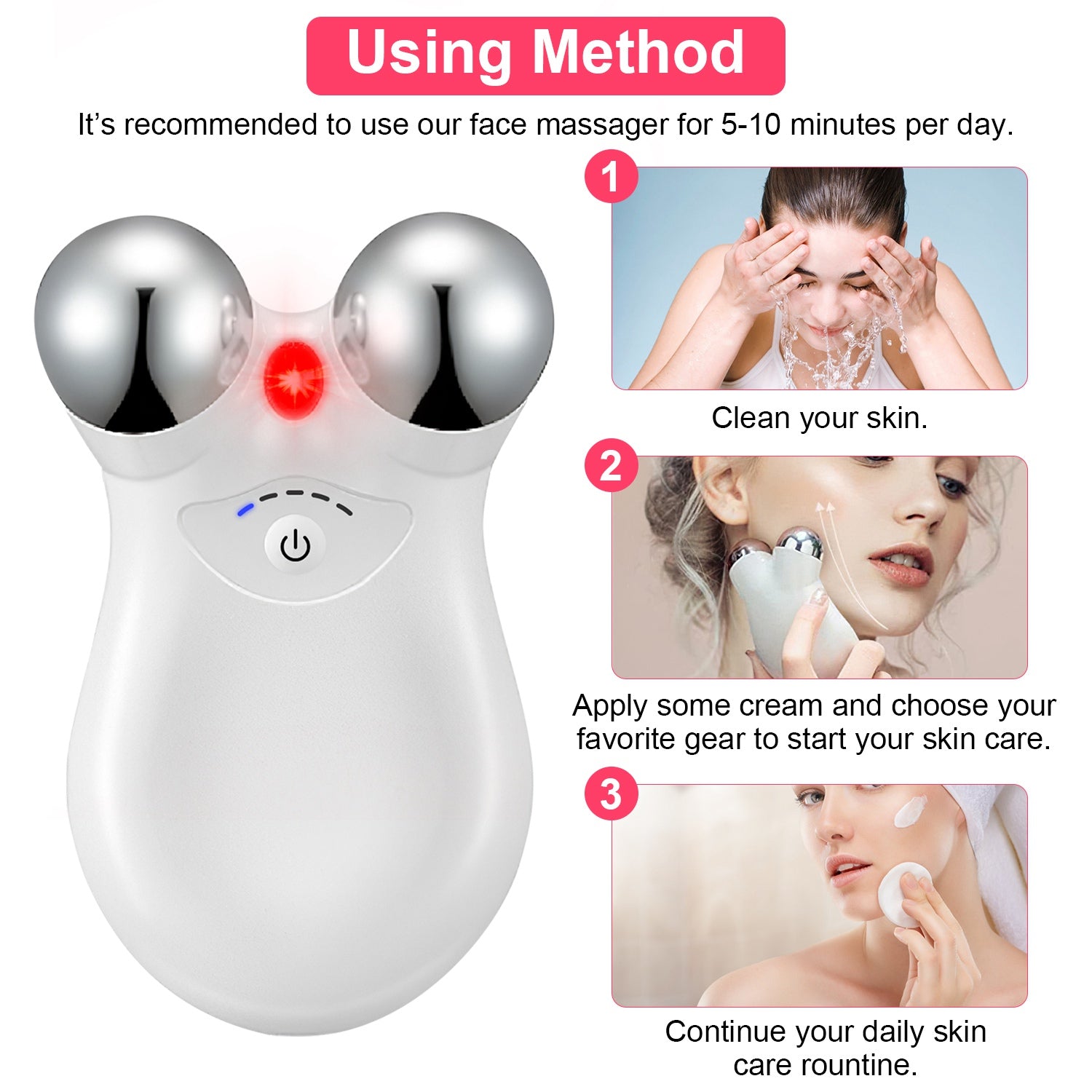Masajeador facial de microcorriente GlowLift para reafirmar y tensar la piel.