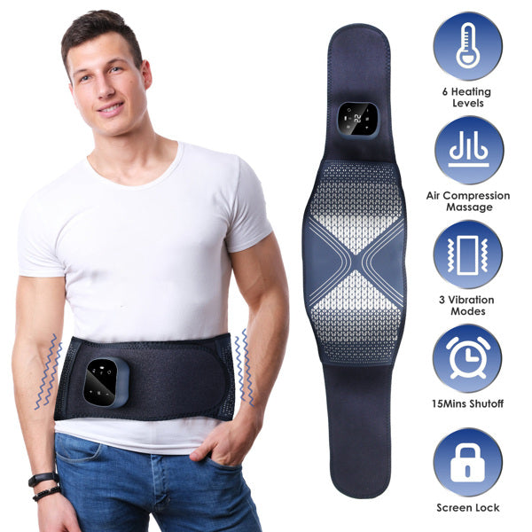 Masajeador lumbar inalámbrico WarmRelief para aliviar el dolor y promover la relajación.