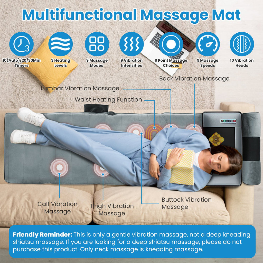 Esterilla de masaje eléctrica FullBody Relax para una comodidad total del cuerpo.