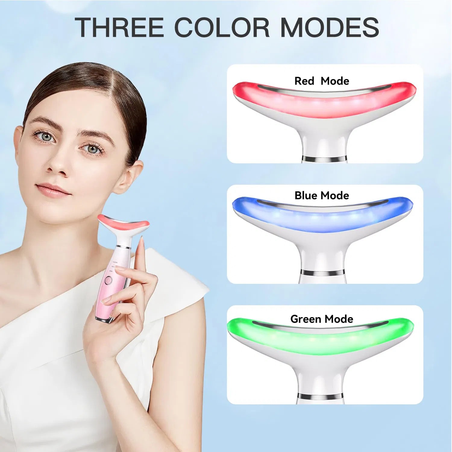 Masajeador facial y de cuello GlowLift para reafirmar la piel.