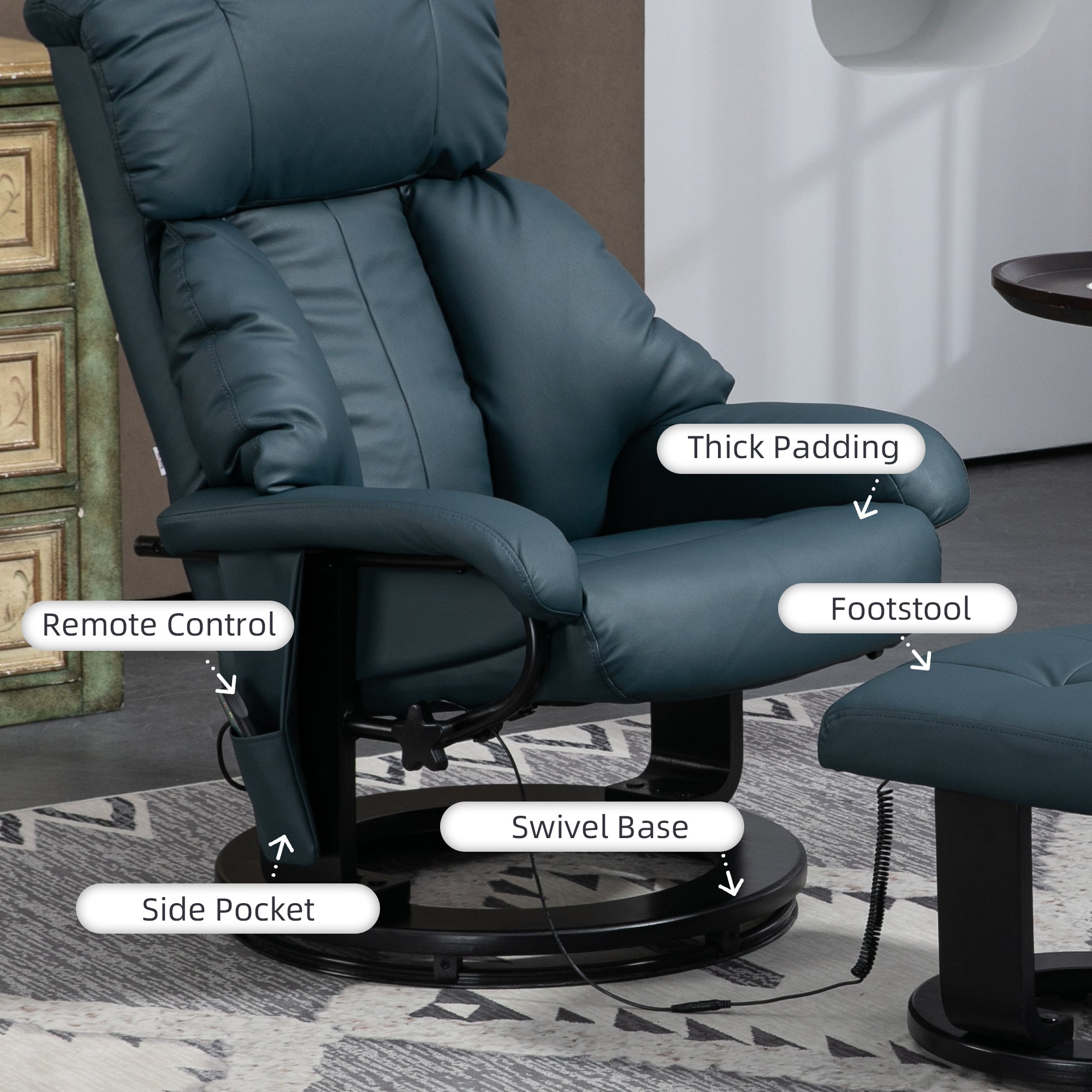 Swivel Massage Recliner Set