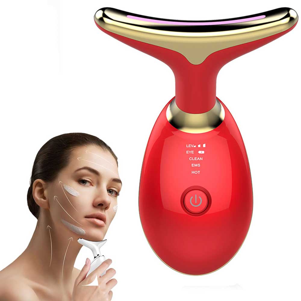 Masajeador facial y de cuello LED de 3 modos para una piel joven y esculpida.