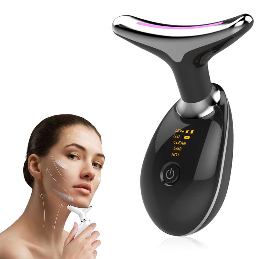 Masajeador facial y de cuello LED de 3 modos para una piel joven y esculpida.
