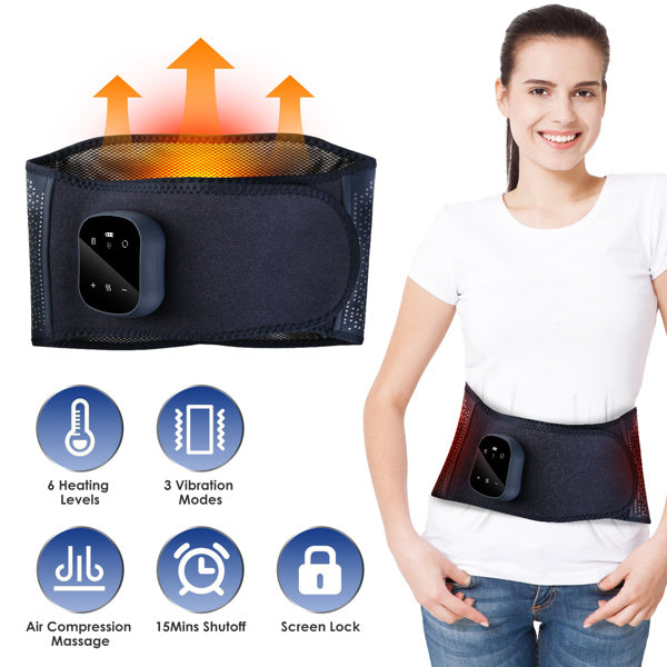 Masajeador lumbar inalámbrico WarmRelief para aliviar el dolor y promover la relajación.