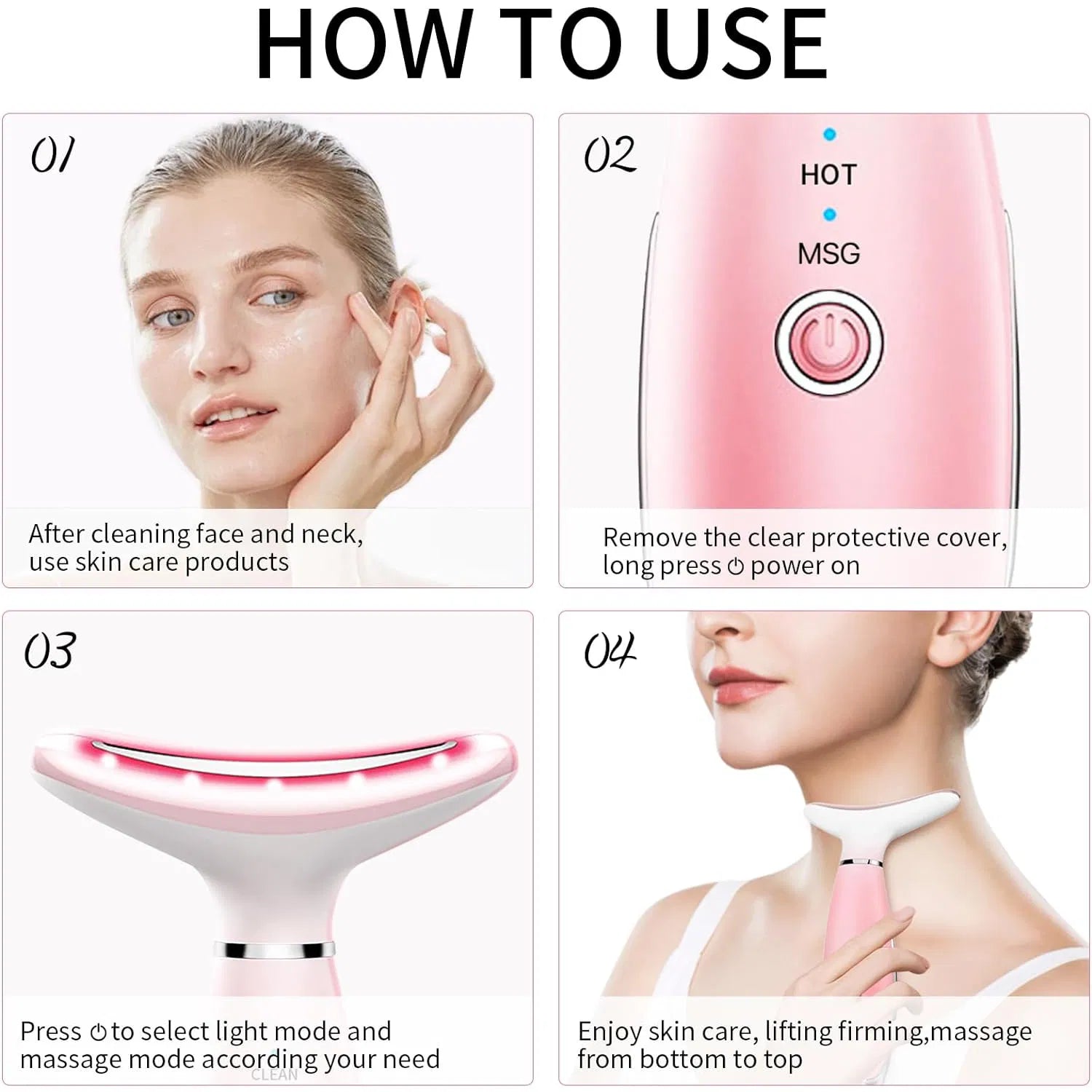 Masajeador facial y de cuello GlowLift para reafirmar la piel.