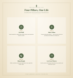 The Balanced Life - Four Pillars One Life: Eat Well, Move Often, Sleep Deeply, Let Go of Worry