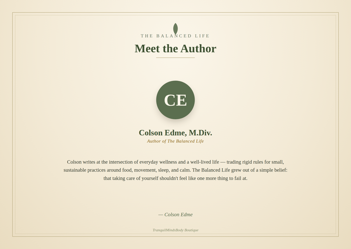 Meet the Author - Colson Edme, M.Div. - Author of The Balanced Life - TranquilMindsBody Boutique