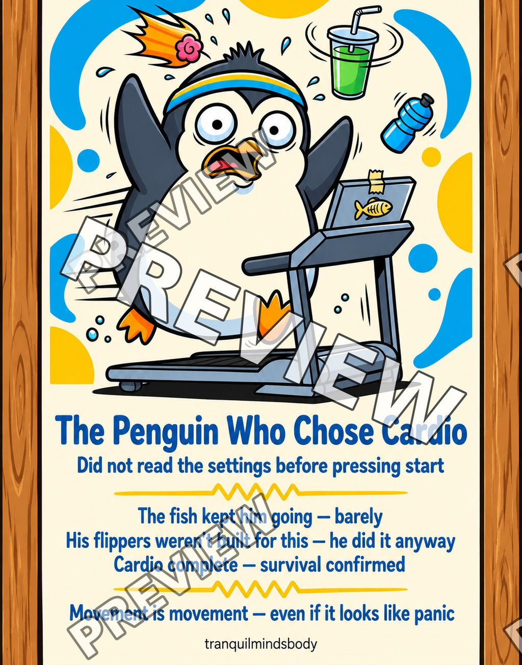 The Penguin Who Chose Cardio – 11x14 inch size preview