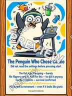 The Penguin Who Chose Cardio – 18x24 inch size preview