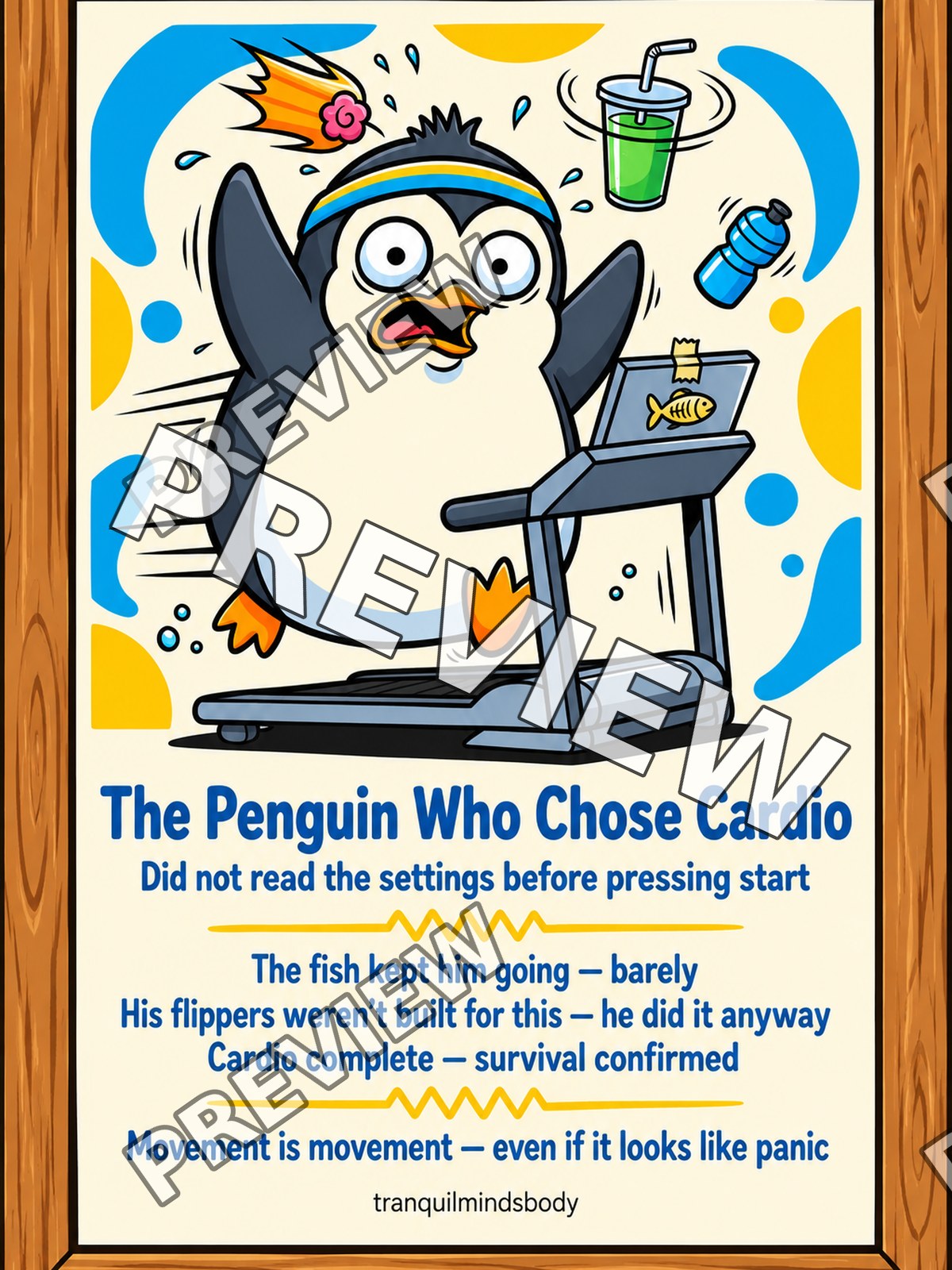 The Penguin Who Chose Cardio – 18x24 inch size preview