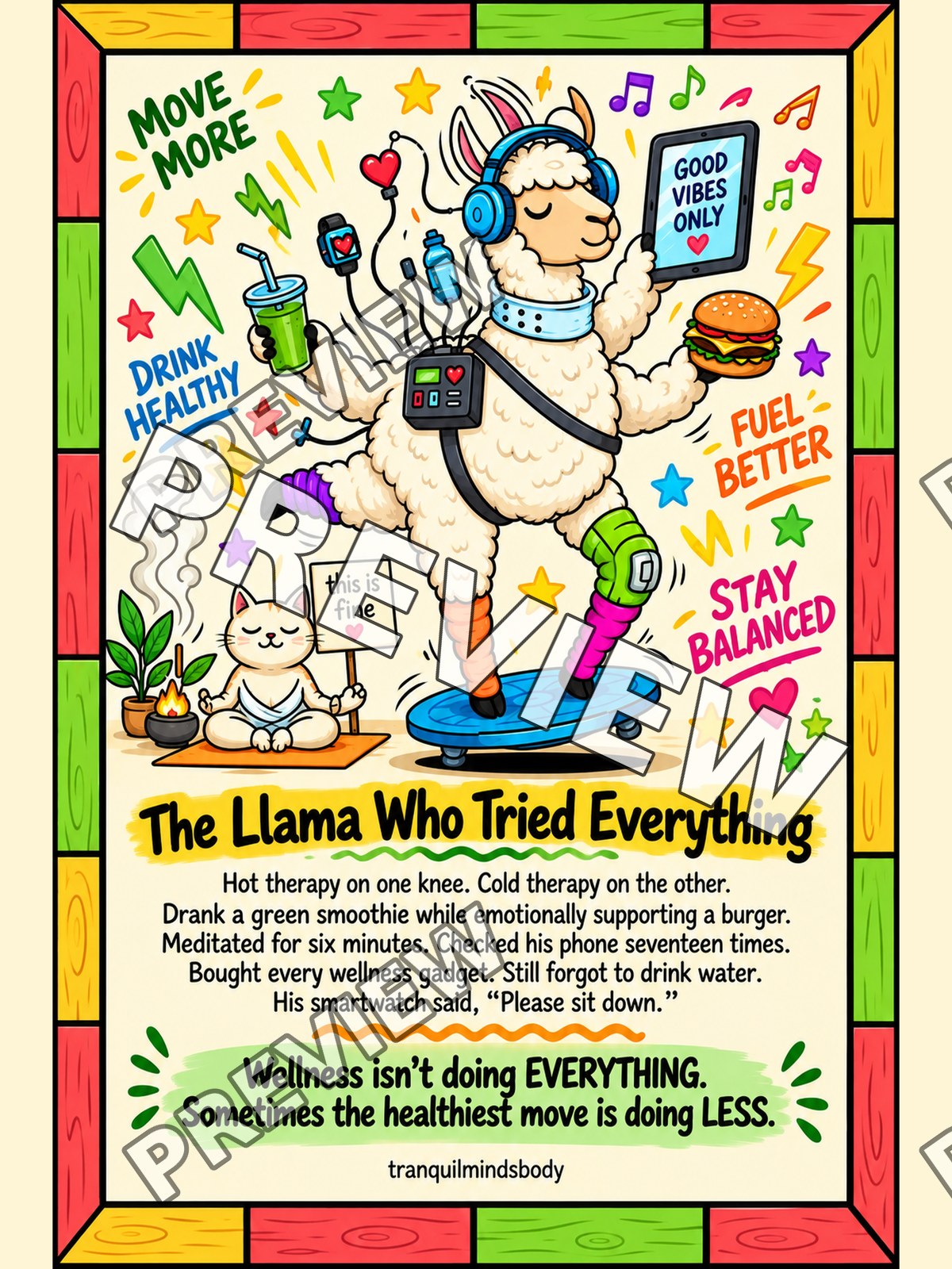The Llama Who Tried Everything – 18x24 inch size preview