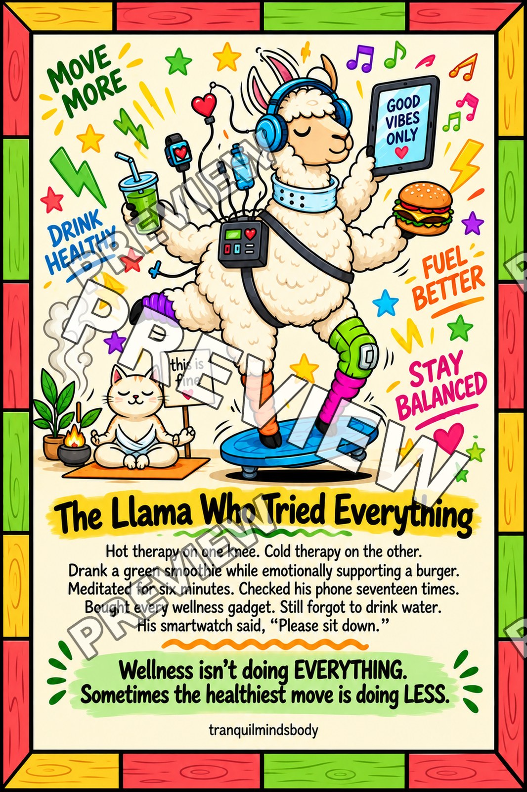 The Llama Who Tried Everything – 24x36 inch size preview