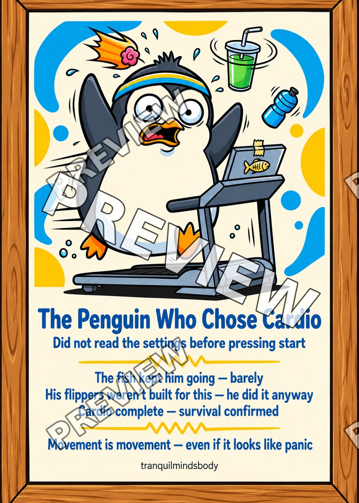 The Penguin Who Chose Cardio – 5x7 inch size preview