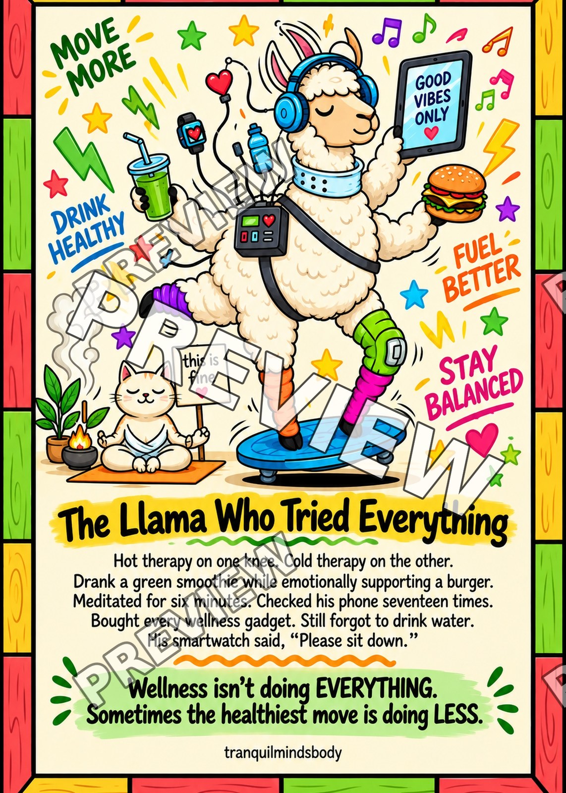 The Llama Who Tried Everything – 5x7 inch size preview