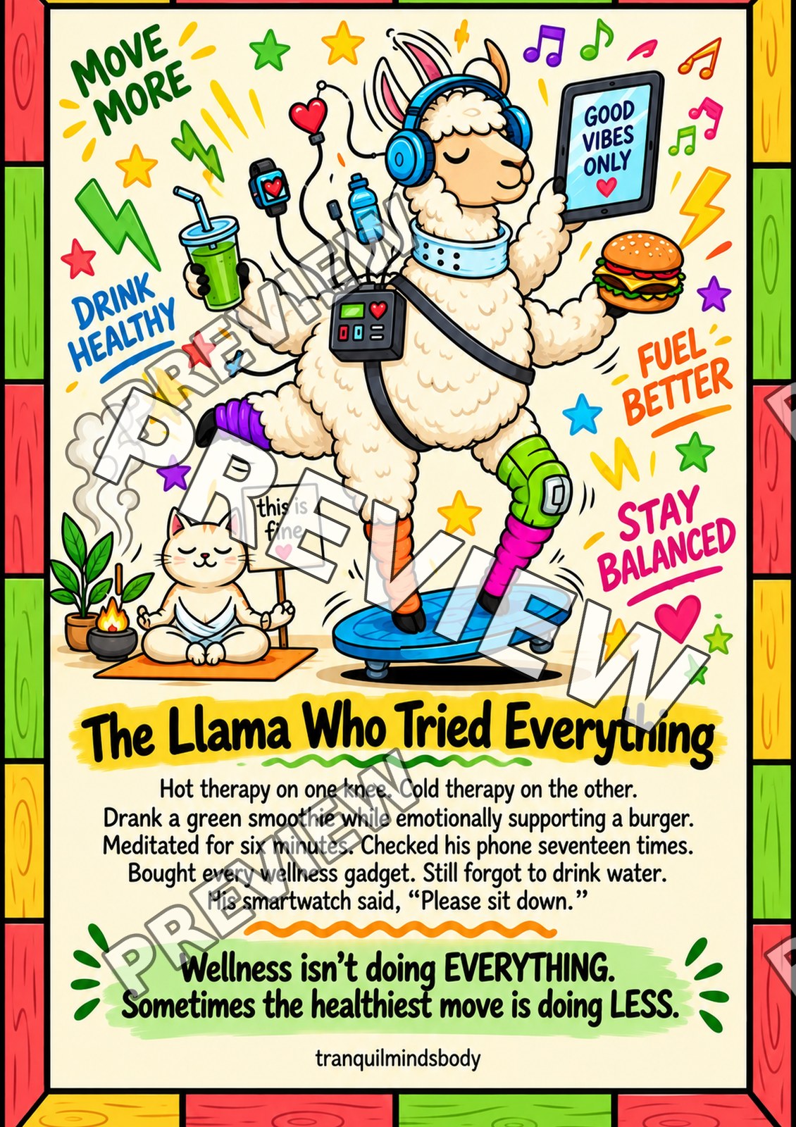 The Llama Who Tried Everything – A3 size preview