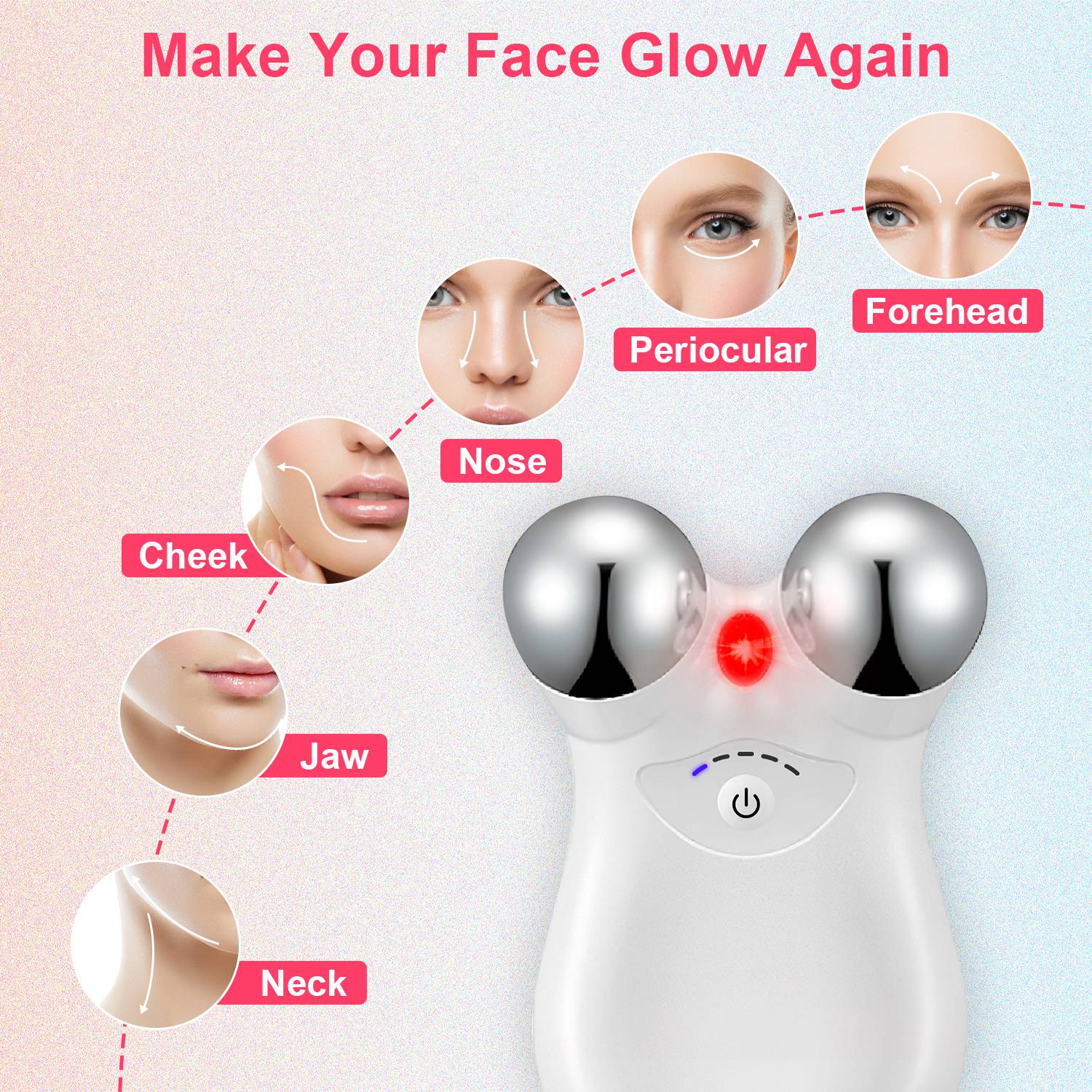 Masajeador facial de microcorriente GlowLift para reafirmar y tensar la piel.