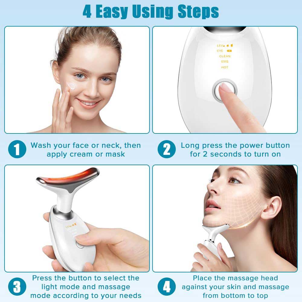 Masseur LED 3 modes pour le cou et le visage, pour une peau sculptée et jeune