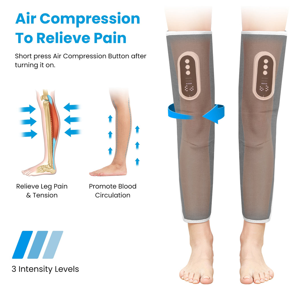 Masajeador de piernas inalámbrico FlexRelief para alivio del dolor y relajación.