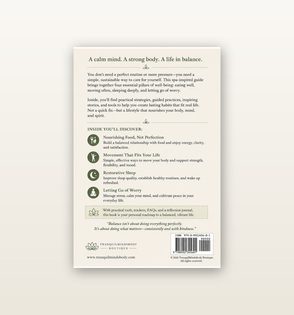 The Balanced Life back cover - four pillars of wellbeing by Colson Edme, M.Div.
