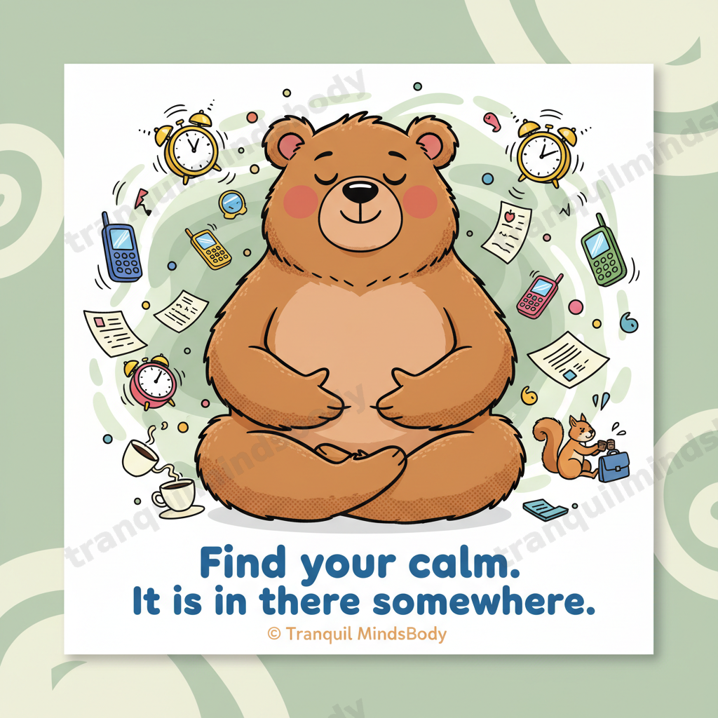 Mindfulness & Stillness Wellness Card Pack – Cartoon Edition – 5 Digital Cards