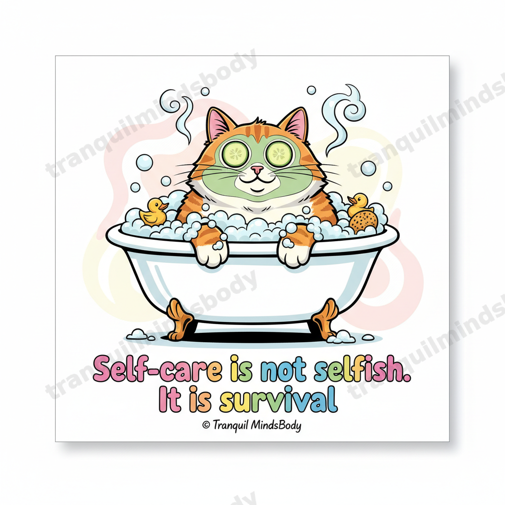Self-Care Rituals Wellness Card Pack – Cartoon Edition – 5 Digital Cards