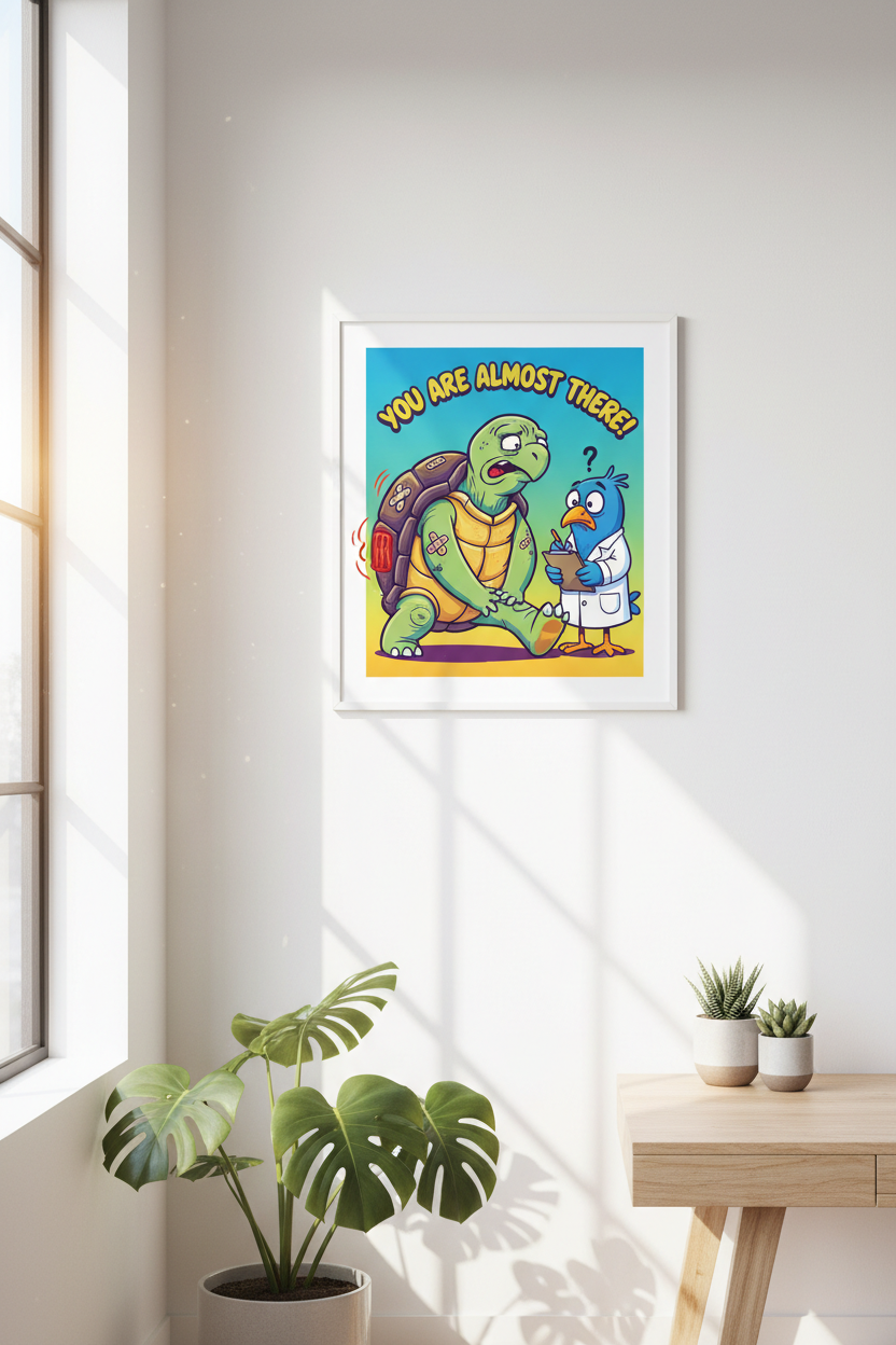 Cartoonish Wellness Poster No. 2 – Tortoise Mockup
