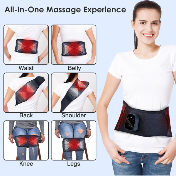 Masajeador lumbar inalámbrico WarmRelief para aliviar el dolor y promover la relajación.
