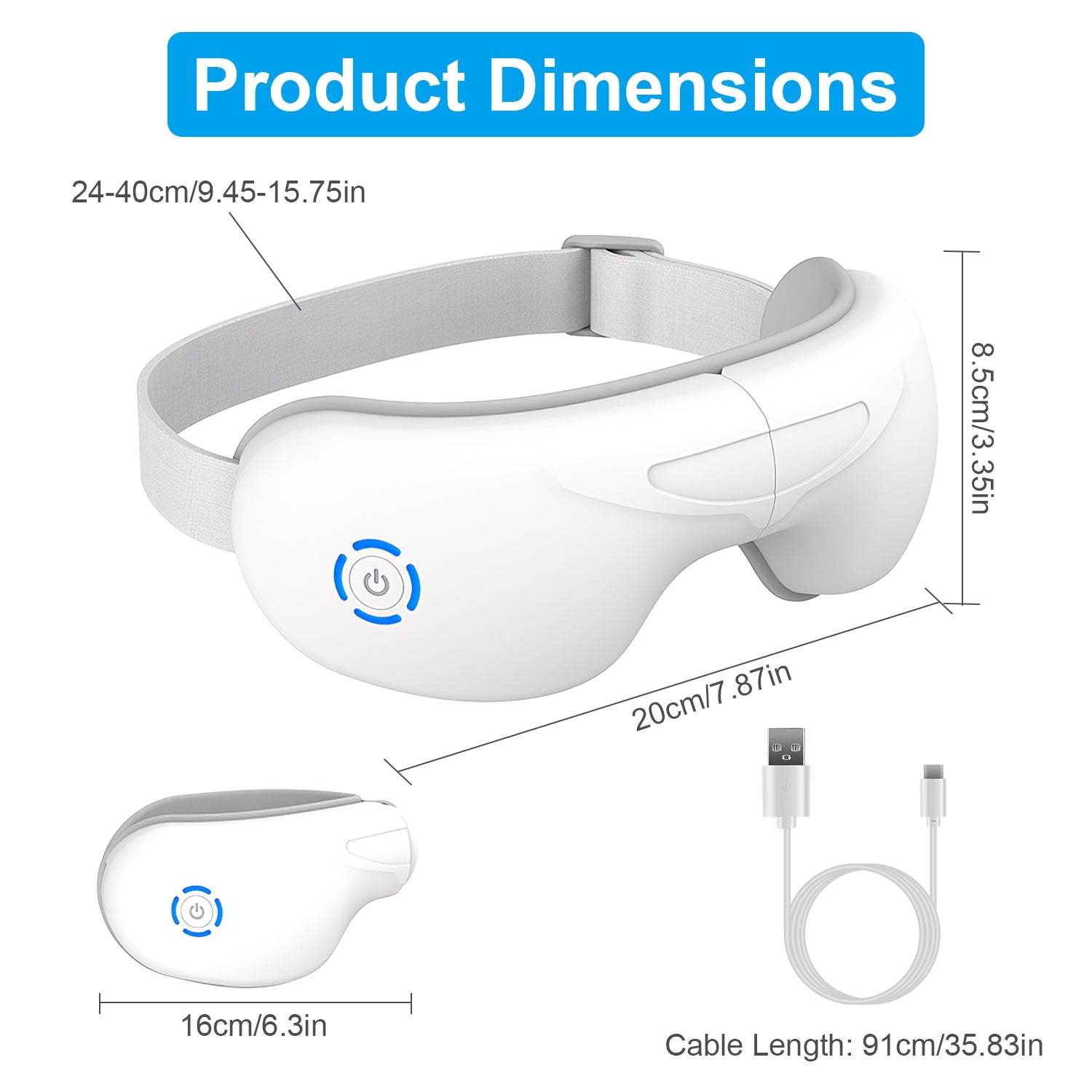 Masajeador ocular con calor RelaxVision para el alivio del estrés y la vista.