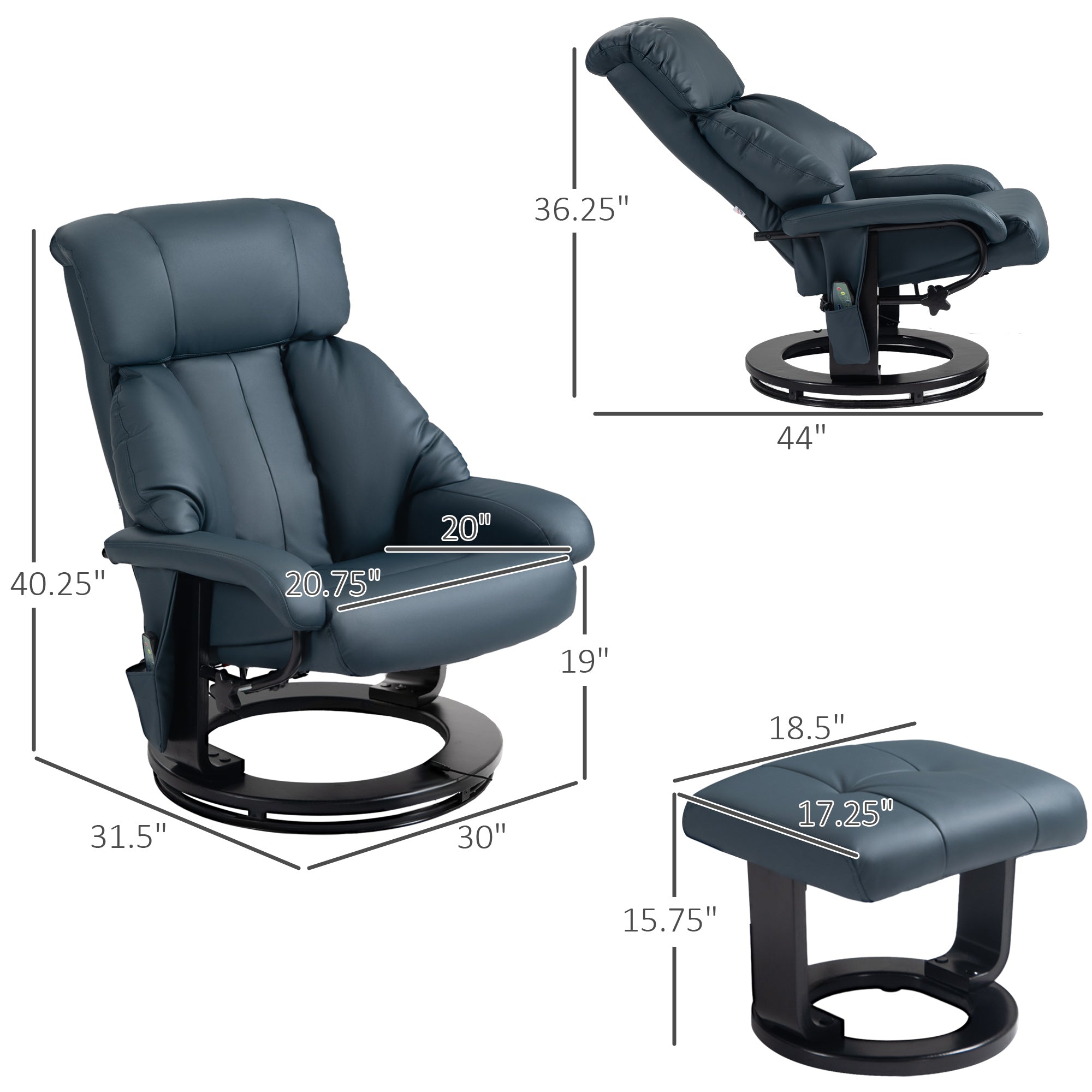 Swivel Massage Recliner Set