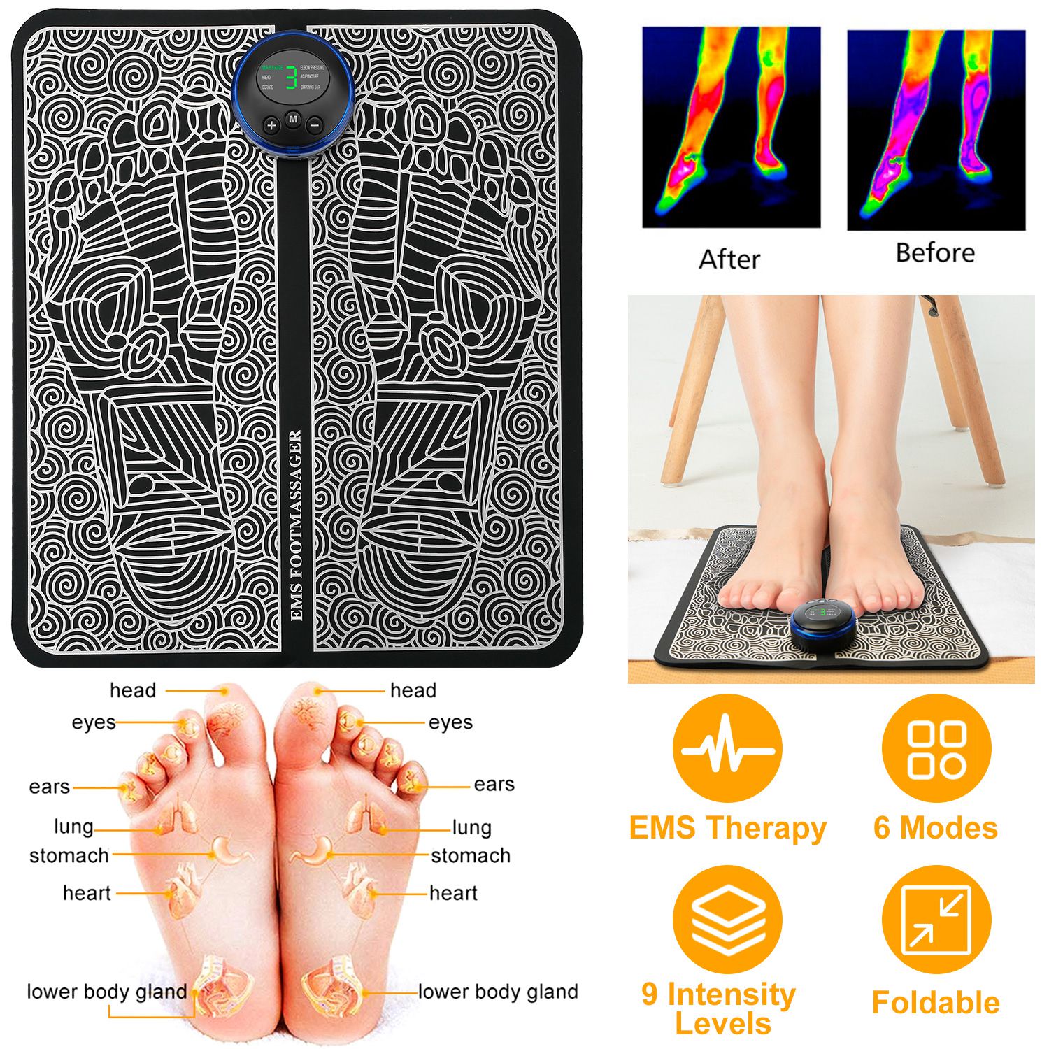 FlexRelief EMS Foot Massager For Muscle Pain And Relaxation